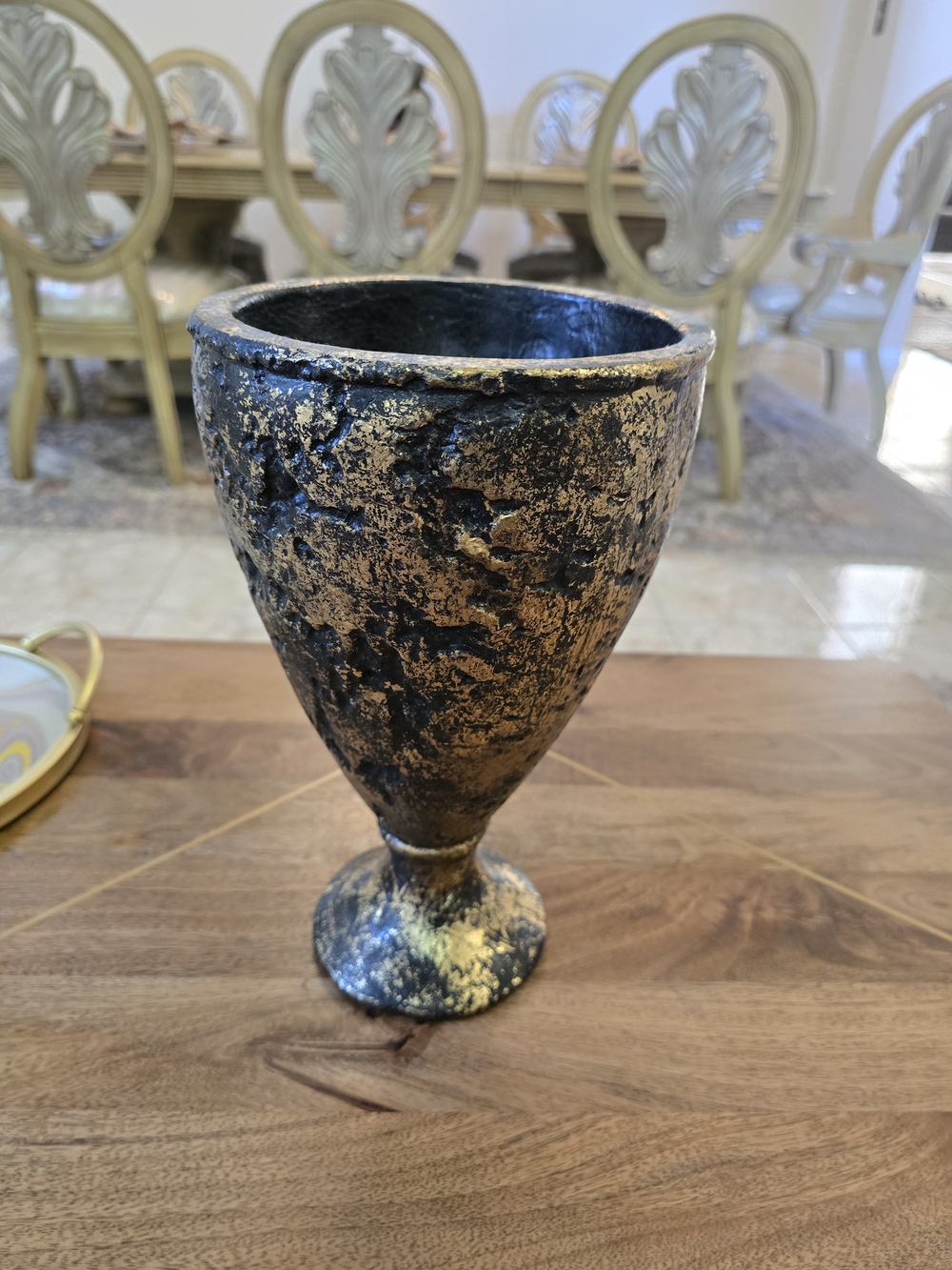 Decorative Black and Gold Textured Urn Vase - Home Accents